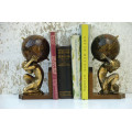 VINTAGE PAIR OF ATLAS BOOKENDS - 1960's - MADE IN ITALY - ATLAS CARRYING THE WORLD ON HIS SHOULDERS