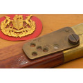 RARE - REGIMENTAL SERGEANT MAJOR PACE STICK WITH BADGE AND DISPLAY RACK