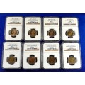 8 x 2008 Nelson Mandela 5 Rand Graded NGC MS 55,61,62,63,64,65,66,67