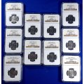 10 x 2000 Nelson Mandela 5 Rand Graded NGC AU 58