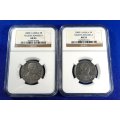 5 x 2000 AU 58 & 2 x 2000 AU 53 Nelson Mandela 5 Rand NGC Graded