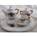 THE PRETTIEST, DELICATE PORCELAIN TEA SET TO DISPLAY WITH YOUR COLLECTABLE BEARS AND DOLLS!