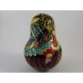 EXQUISITE VINTAGE RUSSIAN HAND PAINTED MATRYOSHKA/BABUSHKA ROLY POLY CHIME BALL - SIGNED ON BASE