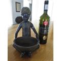 STUNNING LARGE HAND MADE  NUBIAN FIGURE HOLDING BOWL - IDEAL FOR SNACKS OR AFTER-DINNER BON-BONS!
