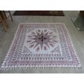 VINTAGE HAND BLOCKED PRINTED (NATURAL DYED) PERSIAN GHALAMKAR TABLE CLOTH/THROW - SIGNED