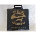 NOW HOW DID THIS LAST ALL THESE YEARS? A 1976 ALL BLACKS/SPRINGBOK RUGBY TOUR CUSHION!!