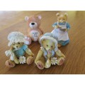 TWO VERY COLLECTABLE PRISCILLA HILLMAN RESIN BEARS AND FRIENDS