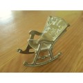 SMALL ORNAMENTAL SOLID BRASS ROCKING CHAIR