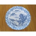 TWO SMALL SHALLOW JAPANESE BLUE AND WHITE DISHES - SIGNED