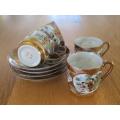 PAPER THIN AND DELICATE - SET OF FOUR SMALL VINTAGE/ANTIQUE ORIENTAL CUPS & SAUCERS - SIGNED