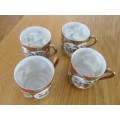 PAPER THIN AND DELICATE - SET OF FOUR SMALL VINTAGE/ANTIQUE ORIENTAL CUPS & SAUCERS - SIGNED