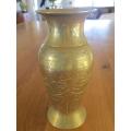 SOLID BRASS CHINESE VASE ENGRAVED WITH CHINESE DRAGON