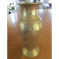 SOLID BRASS CHINESE VASE ENGRAVED WITH CHINESE DRAGON