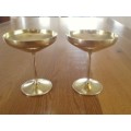 TWO BRASS CHAMPAGNE GOBLETS