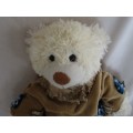 A CUDDLY 39CM TALL BEAR IN HER "COWGIRL" TOP (REMOVEABLE)