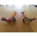 SO SPECIAL - A PAIR OF VINTAGE WOODEN HANDCRAFTED KOREAN MANDARIN WEDDING DUCKS - SIGNED ON BASE