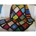 A STUNNING LARGE, THICK VINTAGE INTRICATELY HAND KNITTED AND CROCHETED BLANKET - 167CM X 123CM