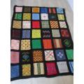A STUNNING LARGE, THICK VINTAGE INTRICATELY HAND KNITTED AND CROCHETED BLANKET - 167CM X 123CM
