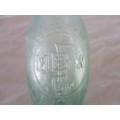 VERY RARE ANTIQUE GLASS BOTTLE WITH GLASS STOPPER - MINERAL WATER CO, GLASGOW