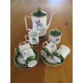 STUNNING VINTAGE EXPRESSO COFFEE SET DEPICTING EQUESTRIAN SCENE - COIMBRA, PORTUGAL