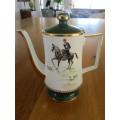 STUNNING VINTAGE EXPRESSO COFFEE SET DEPICTING EQUESTRIAN SCENE - COIMBRA, PORTUGAL