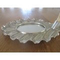 UNIQUE!!  VINTAGE SILVER PLATED MIRROR WITH WARTHOG TUSK HOOK (CAN BE USED AS SERVER/DISPLAY PIECE)