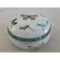 BEAUTIFUL HAND PAINTED PORCELAIN TRINKET BOX WITH BUTTERFLIES AND OTHER PRETTY CREATURES