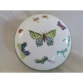 BEAUTIFUL HAND PAINTED PORCELAIN TRINKET BOX WITH BUTTERFLIES AND OTHER PRETTY CREATURES