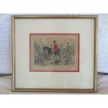 ANTIQUE 1854 HAND COLOURED PRINT - MR JORROCKS `STARTING FOR `THE CUT ME DOWN COUNTRIES``