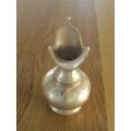 VINTAGE BEAUTIFULLY ENGRAVED SMALL INDIAN BRASS JUG VASE - 11CM TALL