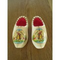 RELISTED - TWO SMALL, DECORATIVE WOODEN DUTCH CLOGS