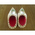 RELISTED - TWO SMALL, DECORATIVE WOODEN DUTCH CLOGS