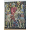 VINTAGE LARGE FRENCH MACHINE MADE TAPESTRY DEPICTING MEDIEVAL FANTASY SCENE