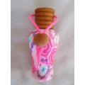 TWO PRETTY PERFUME BOTTLES WITH WOODEN LIDS TO ADD TO YOUR COLLECTION