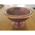 FOR WERNER ONLY - VERY LARGE SOLID WOOD FOOTED FRUIT BOWL WITH WOVEN BASKET WORK EDGING