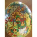RELISTED - VINTAGE DECOUPAGED OSTRICH EGG WITH VICTORIAN CHRISTMAS SCENES