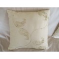 TWO LOVELY, LIGHT CREAM  EMBROIDERED AND SEQUINED CUSHIONS