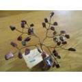 TWO SMALL ORNAMENTAL GEMSTONE TREES - ONE TIGER'S EYE AND ONE ROSE AND WHITE QUARTZ