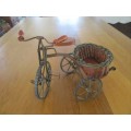 A VERY WELL MADE WOOD AND IRON VINTAGE SHABBY CHIC BICYCLE TO DISPLAY YOUR HERBS AND FLOWERS