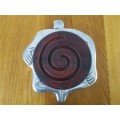 CARROL BOYES  FUNCTIONAL ART CHEESE BOARD/TRIVET WITH ORIGINAL SPIRAL WOODEN BOARD