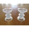 TWO BEAUTIFUL NORDIC DESIGN GLASS CANDLESTICKS MADE IN FRANCE