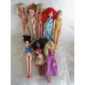 EIGHT COLLECTABLE DOLLS ( BRATZ, STEFFI LOVE AND DISNEY) IN NEED OF TLC,SHAMPOO AND CONDITIONER