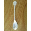 VINTAGE SILVERPLATED TEASPOON WITH NARCISSUS DESIGN AND SUGAR LUMP TEASPOON TONG