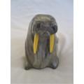COLLECTOR`S PIECE -  THORN ARTS, CANADA CARVED STONE SCULPTURE -  LARGER SIZE WALRUS