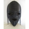 AWESOME MASK - LARGE, HEAVY HANDCARVED WOODEN AFRICAN MASK - SIGNED