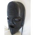 AWESOME MASK - LARGE, HEAVY HANDCARVED WOODEN AFRICAN MASK - SIGNED