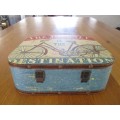 CUTE SMALL VINTAGE SUITCASE WITH LEATHER HANDLE