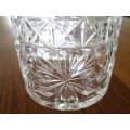 A NICE-SIZED, HEAVY  CRYSTAL DRESSING TABLE TRINKET HOLDER - EXCELLENT CONDITION
