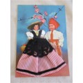 VINTAGE LES EDITIONS GILLETTA, SPAIN  POSTCARD WITH FABRIC AND LACE