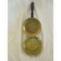 VINTAGE DMJ, ENGLAND BRASS SILENT BUTLER/TABLE CRUMB CATCHER ENGRAVED WITH OLD SAILING SHIP